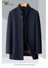 Men's Double-Faced Wool Coat with Detachable Down Lining, Wool Blend, Stand and Fur Collars, for Middle-Aged and Elderly.