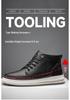 Men's Mid-Top Round Toe Lace-Up Leather Casual Shoes with Height Boost