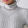 Women Knitting Tops Turtleneck Long Sleeve Solid Color Sweater Slim Fit Ribbed Bottom Tops Winter Knitwear