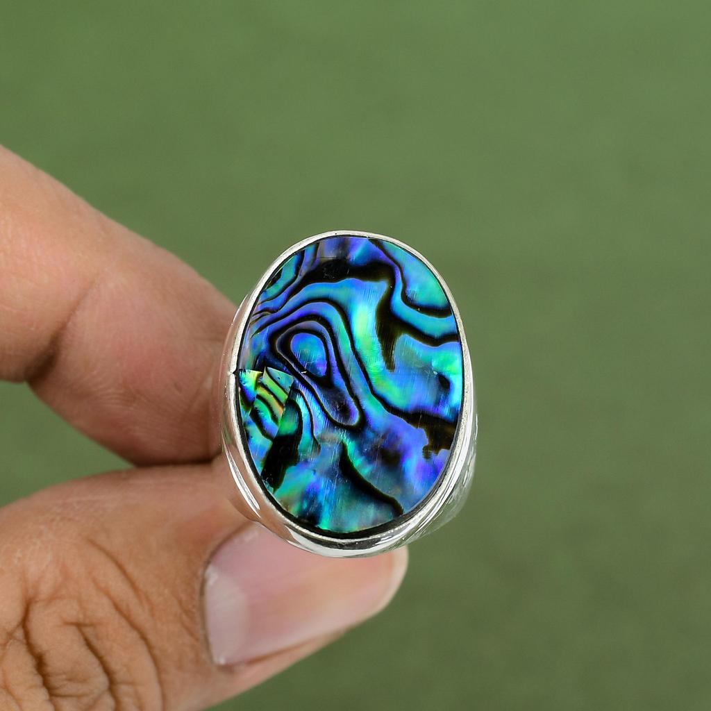 Abalone Shell Ring 925 Sterling Silver Ring Gemstone Jewelry Handmade Dainty Ring Abalone Shell Jewelry Gifts For Her Available In Ring Size
