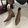 Fashion SUOJIALUN 2025 New Brand Women Ankle Boots Fashion Pointed Toe Square Med Heel Ladies Casual Short Boots Outdoor Dress Pumps Sho