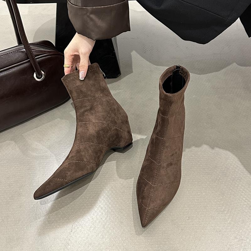 Fashion SUOJIALUN 2025 New Brand Women Ankle Boots Fashion Pointed Toe Square Med Heel Ladies Casual Short Boots Outdoor Dress Pumps Sho