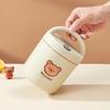 Portable Round Ceramic Lunch Container Little Bear Sealed Double Layer Insulated Bento Lunch Box With Handle For Kids Students