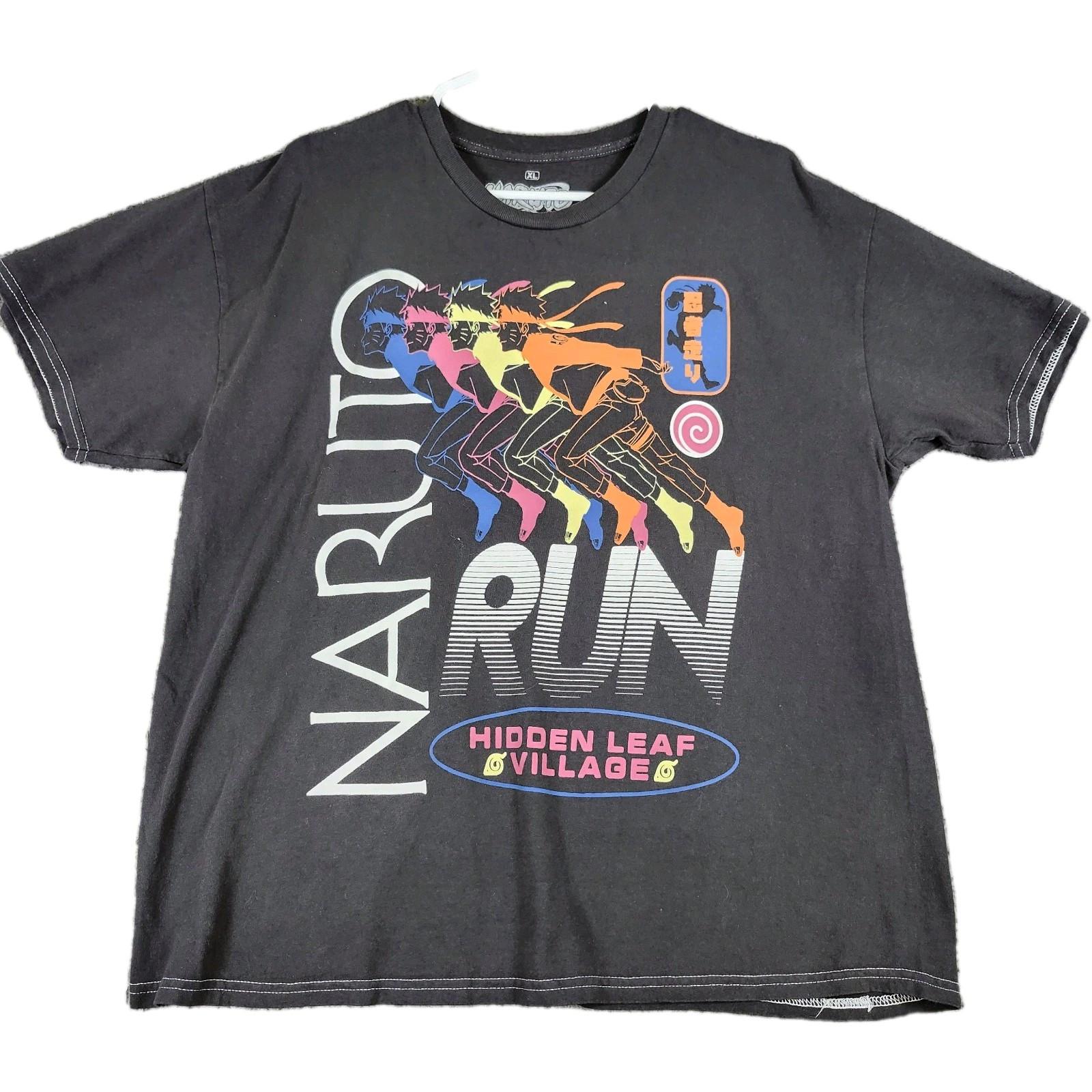 Naruto Shippuden Ripple Youth XL Multicolor Hidden Leaf Village Black Unisex T-Shirt L