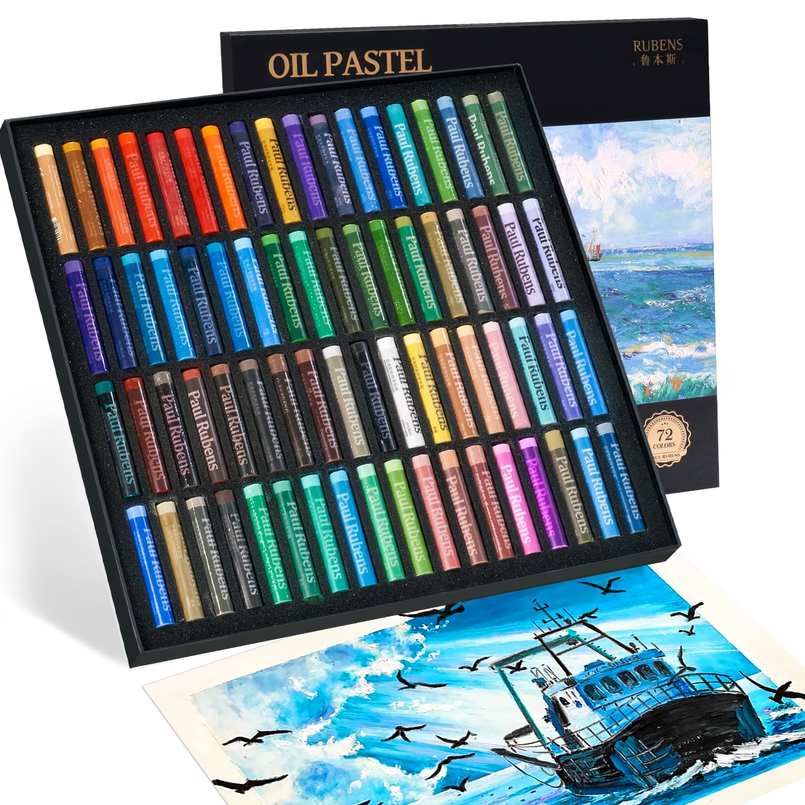 Paul Rubens Artist s Oil Pastels, 72 Landscape Colors, Artist s Soft Oil Pastel Set, Vibrant and Creamy