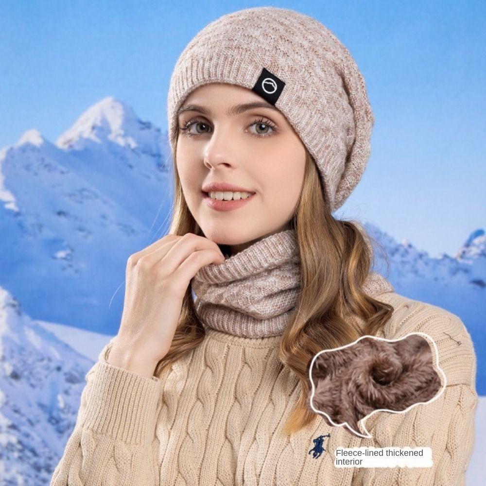 2PCS/Set Ear Protection Knitted Hat Warm Beanie Cap Gift Winter Warm Scarf  for Women