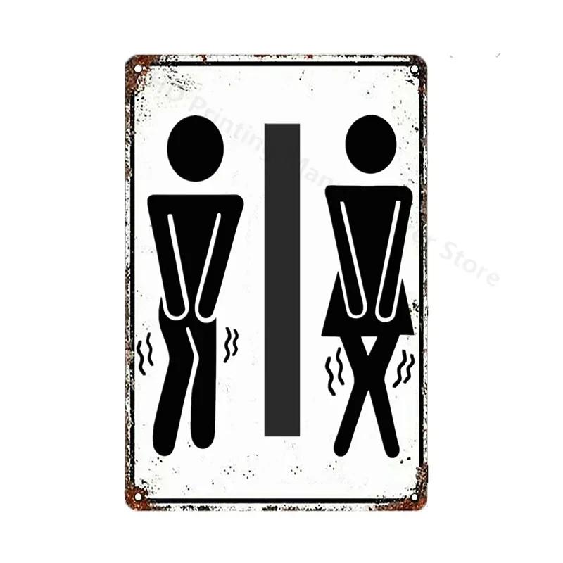Toilet Sign Vintage Funny Metal Tin Signs Retro WC Lavatory Toilettes Wall Poster Art Bar Club Bathroom Toilet Wall Decor