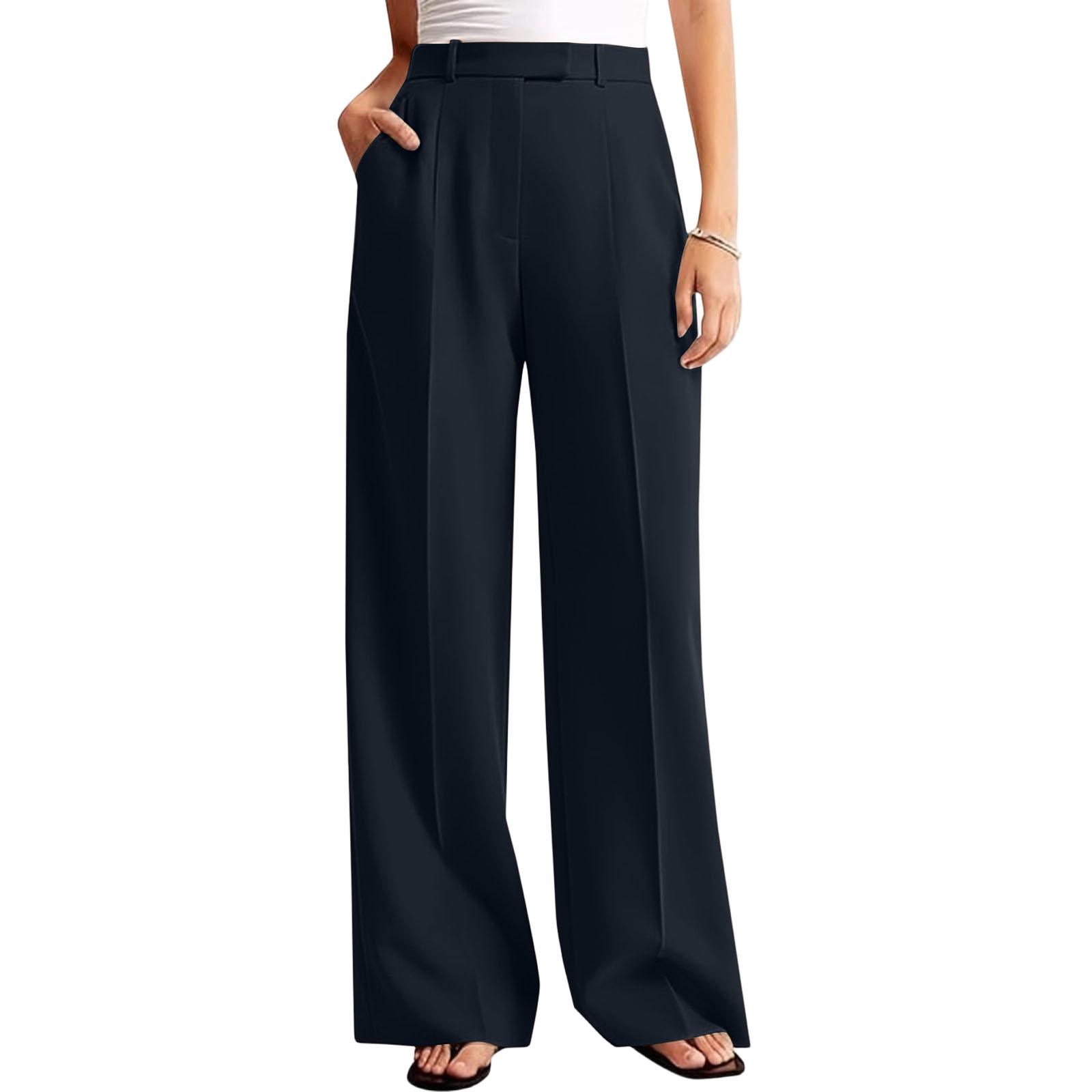 

Ladies Loose Casual Pocket Straight Leg Suit Pants XL Темно-синій