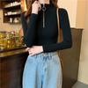 Knitted Women Zipper Half High Neck Sweater Pullovers Autumn Winter Basic Women Sweaters Slim Solid Knitwear Pull Femme Tops