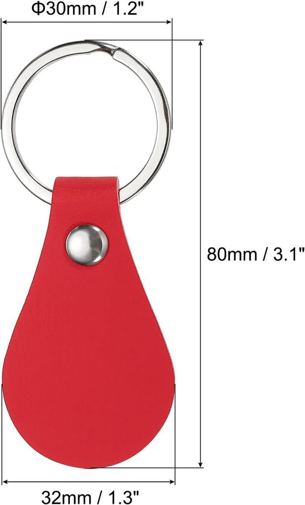 UOPR Leather Keychain PU Leather Key Fob Blank Set with Rivets and Keychains for DIY Laser 5 Colors Kit, 10-Piece Engraving,