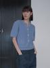Diito Alpaca Royal Ribbed Half-Sleeve Cardigan [Blue]
