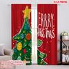 2pcs,2D Plane Printing Window Curtain Cute Christmas Tree1 Durable Polyester (without Rod) Decorations Inside for Bedroom,