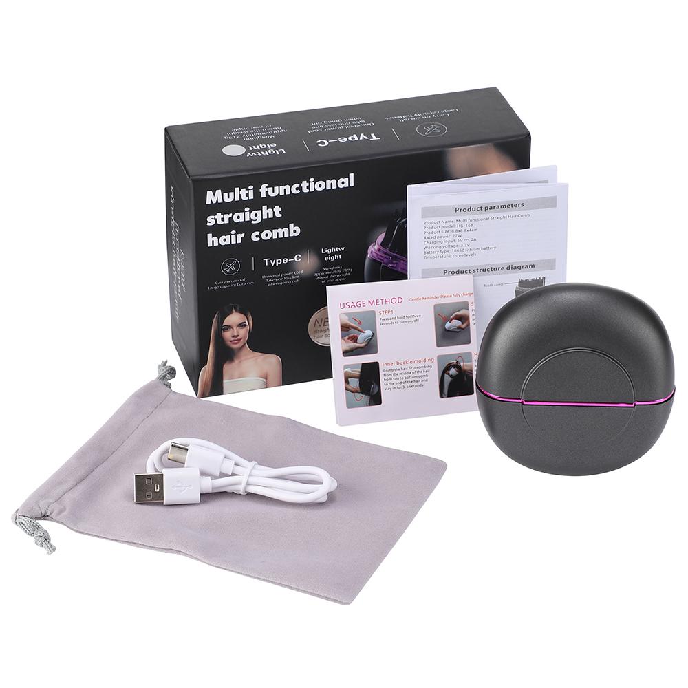 Portable Wireless Electric Straightening Comb Rechargeable Hair Straightener Brush Fast Heating Comb for Hair Smooth Styling