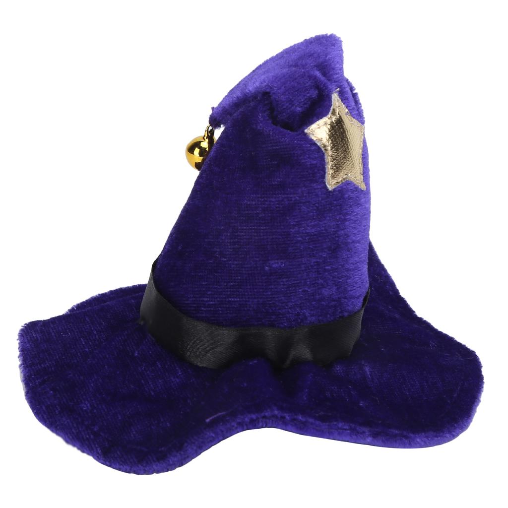 Cat Halloween Wizard Hat with Star Bell Soft Pet Funny Halloween Hat for Role Play Holiday