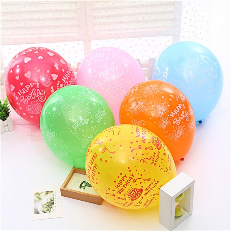 PeStary 100 Pcs 12" Latex Happy Birthday Balloons - 10 Colors, Confetti Print, 2.8g Each - View #2