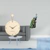 Minimalist Modern Nordic Wood Wall Clock And Elegant Peacock Statue Animal Sculpture Collection