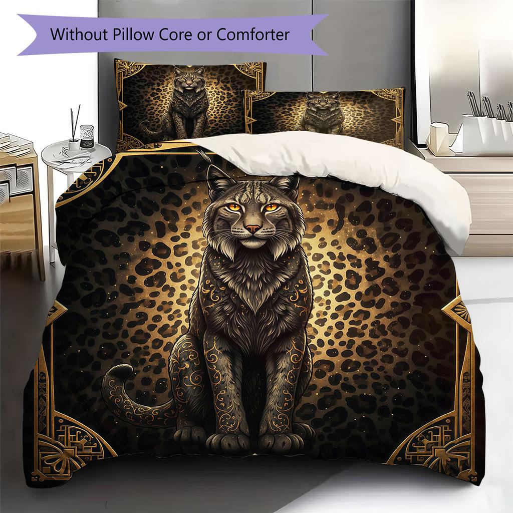 Leopard-print animal Pattern Bedding Quilt Set Quilt Cover Pillowcase Home Decoration Birthday Gift (1 * duvet cover + 2 * pillowcase, without core)