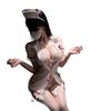 Sexy Lingerie Sexy Tulle Perspective Deep V Split Lace Nurse Uniform Set