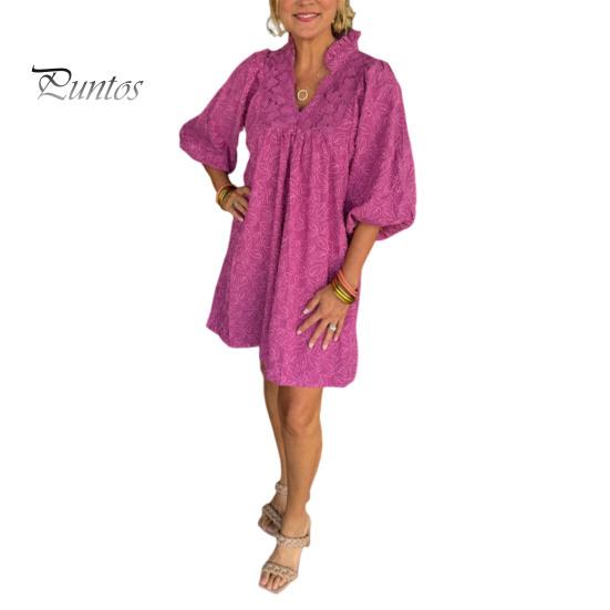 

Весна-лето Мини-платье с V-образным вырезом, кружевом, лоскутным узором, цветочной аппликацией, рукавами-фонариками, плиссированным принтом, платье для свиданий, выпускного вечера, вечеринки S розы красного