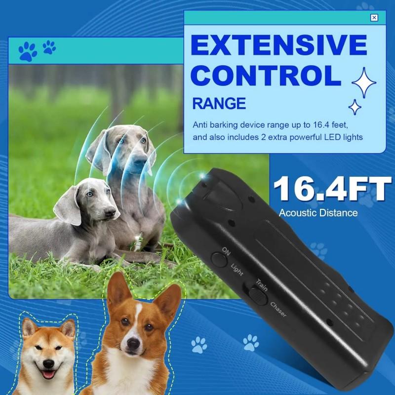 Ultrasonic Anti Barking Device Handheld Bark Control Training Tool with LED Light Dog Barking Deterrent Device for Small Medium Dogs