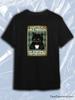 TeeSensation Black Crew Neck Short Sleeve T-Shirt with Vintage Black Cat Coffee Quote Poster Print