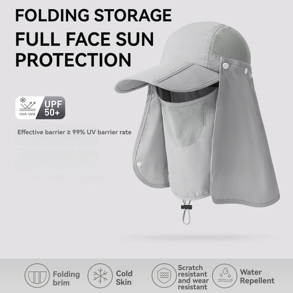 1Pcs UPF50+ Sun Hat Breathable Sweat-Absorbent Face Cover Foldable Brim Water-Resistant Full Face Sun Protection Cycling