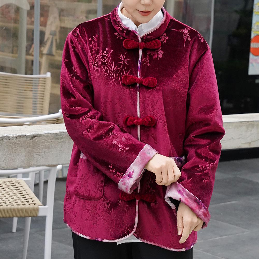 

Women s Plus Size Warm Double-Sided Fleece Jacket for Older Women and Mid-Aged Ladies 4XL вина червоного кольору