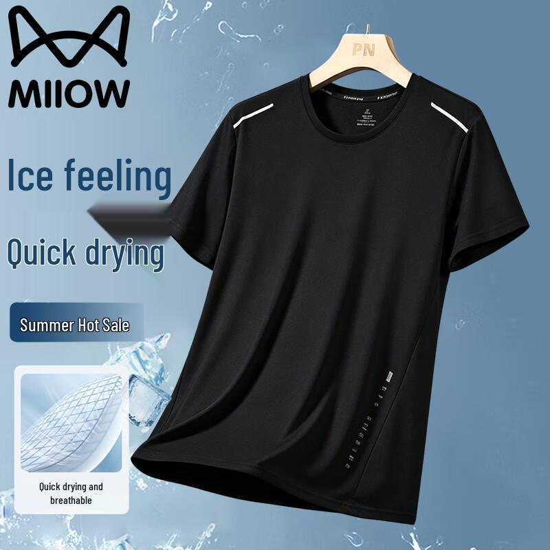 

MiiOW Men s Ice-Feel Quick-Dry Short Sleeve T-Shirt L