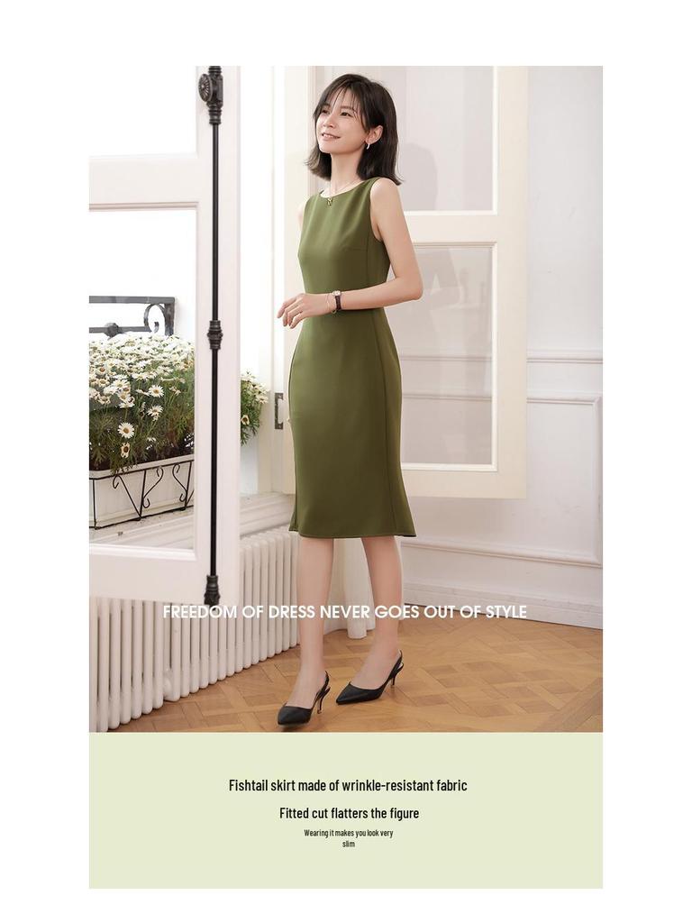 Sleeveless Women's Summer Fishtail Dress: Slimming, Classic, Professional Wear