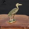 Retro Brass Crane Figurines Miniatures Tea Pet Small Animal Statue Crafts Collection Office Desk Ornament Lucky Home Decorations