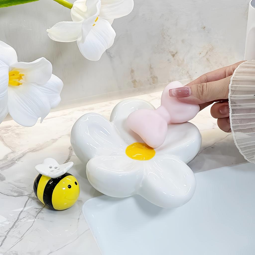 2 st Kreativa Söta Keramiska Tvålfat i Tusenskönaform, Instagramstil Högt Värde Hemdekoration, Lämpliga för Badrumsbänkskivor, Hotelltoalettvaskar