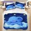 Elephant Pattern Bedding Quilt Set Quilt Cover Pillowcase Home Decoration Birthday Gift (1 * Duvet Cover + 2 * Pillowcase, Without Core)
