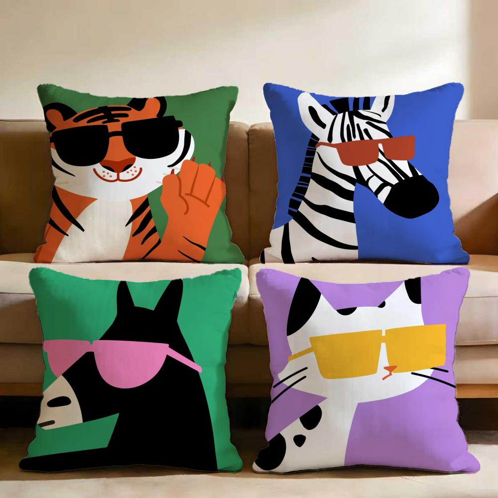 Cartoon Animal Cute Cushion Cover Multi-Scene Pillow Cover for Home & Car - Reversible, Soft & Durable for Daily Use