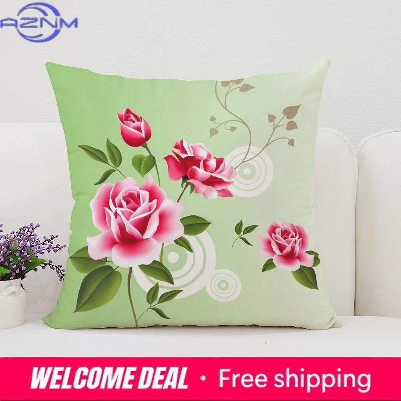 Home Decor Roses Flowers Pillowcase 45*45 Decorative Pillow Cover For Living Room Cushions 45X45 Cushions Covers Bed Pillowcases