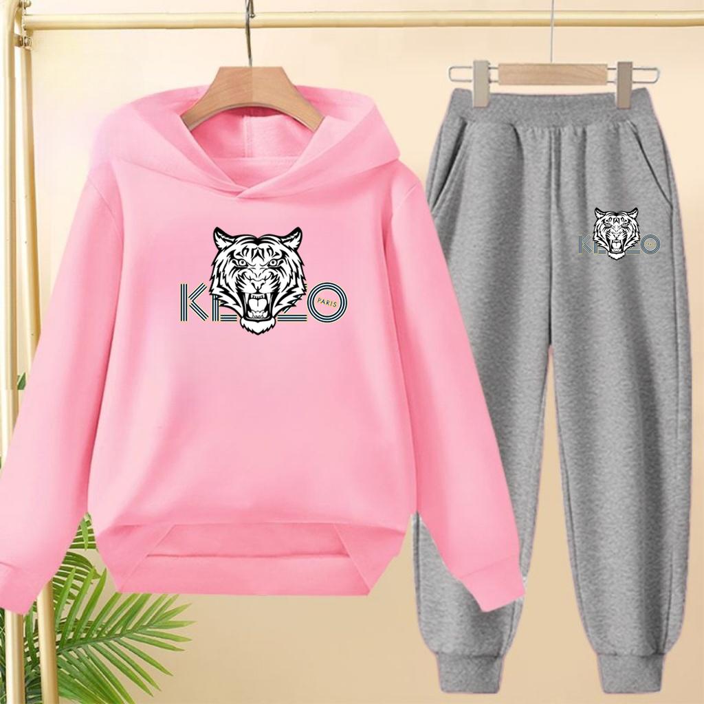 Children's 3-12Yrs Tiger print Pullover Hoodie Boys Girls Toddler Sweatshirt+Trousers Casual Fashion Charming Sports Jogging Set
