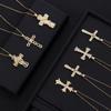 Micro-Set Zircon Cross Pendant Necklace For Women Fashion Versatile Collarbone Chain