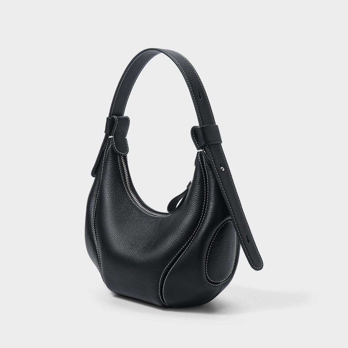 

Hobo women s bag fashion shoulder armpit bag 2025 summer first layer cowhide commuter croissant messenger genuine leather women s bag чорний