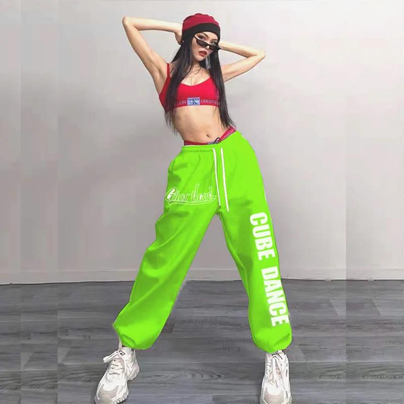 

Чорнильні зелені спортивні штани великого розміру. Жіночі вільні штани в стилі хіп-хоп. XXL