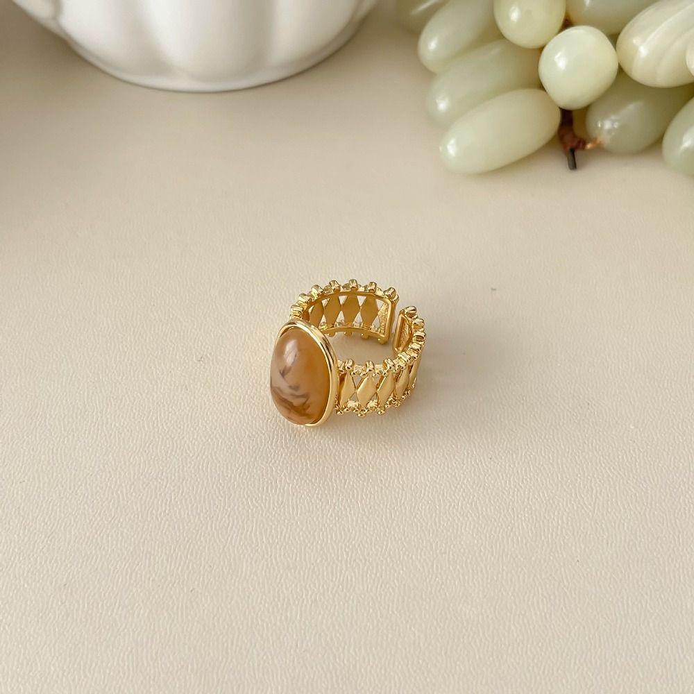 Vintage Amber Open Finger Rings Creative Opening Rings Bride Jewelry Finger Rings Girls