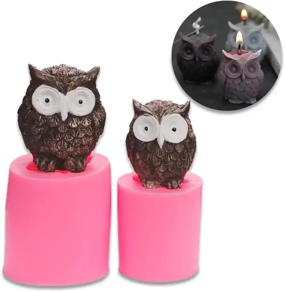 1pc 3D Candle Silicone Mold Owl Mold, Used for Making Candle,Cake Chocolate, Hard Candy in Kitchen Accessories,Candle Making