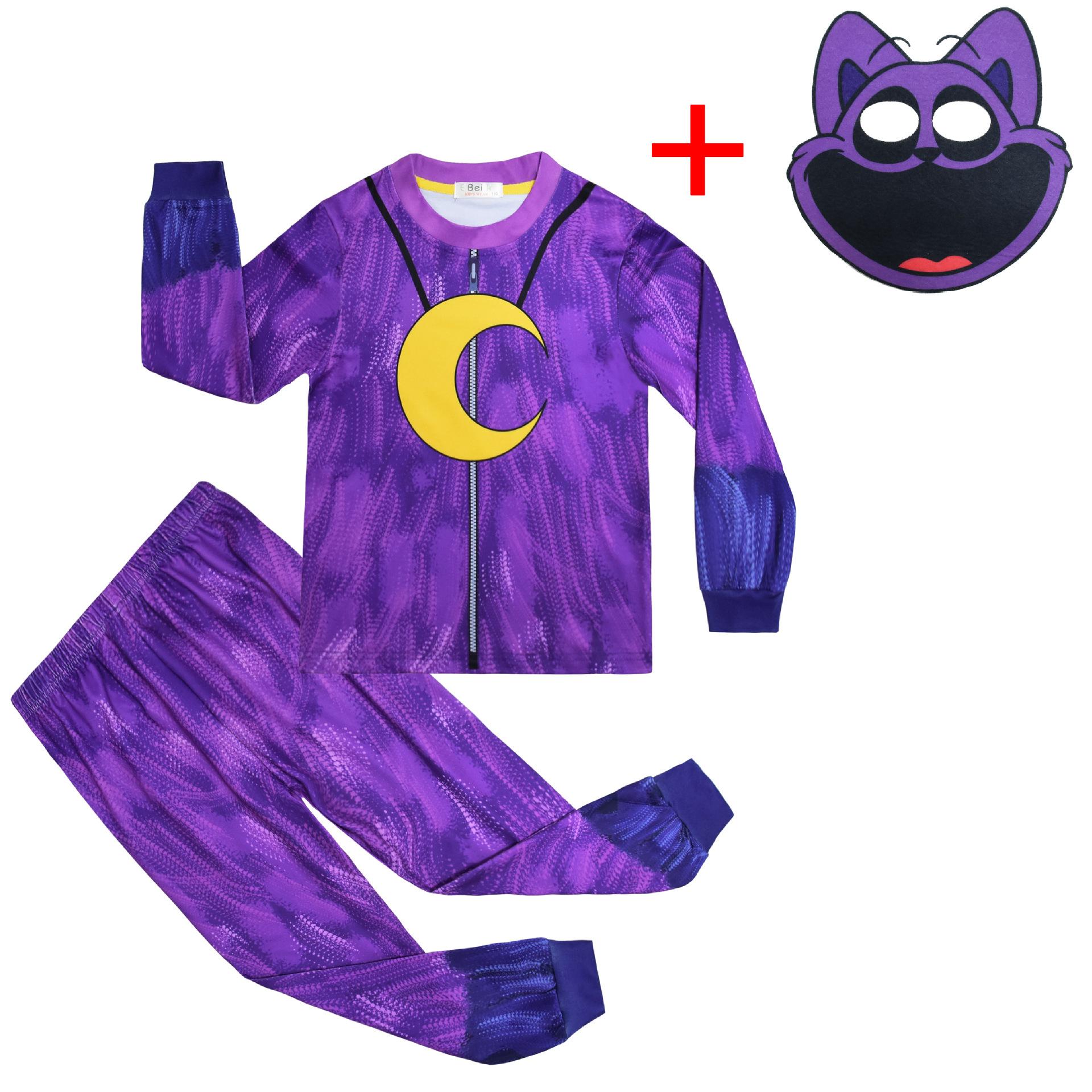 Nouveaux Costumes Cosplay Critters Souriants d'Halloween Action Saut Automne Costume Carnaval Enfants CATNap Costume Cosplay Critters Souriants 120CM&CATNap purple