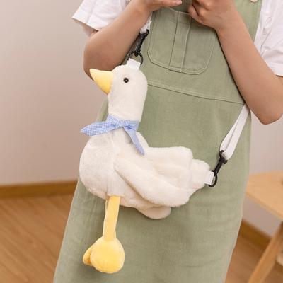 Bolsa de ombro de pelúcia de pato fofo, bolsa de moedas, bolsa de pato amarelo e branco, brinquedos, presente de aniversário, animal de pelúcia, bolsa de boneca de ganso