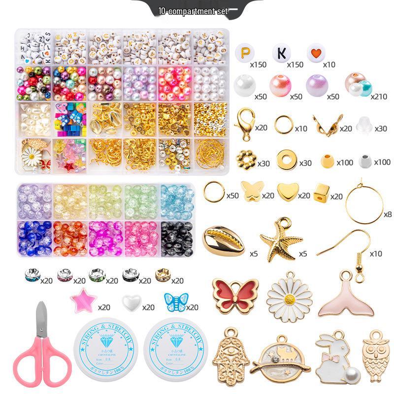 8mm Crackle Bead Bracelet Set: DIY Jewelry Flower Bead Accessories, Lampwork Crystal Loose Beads.