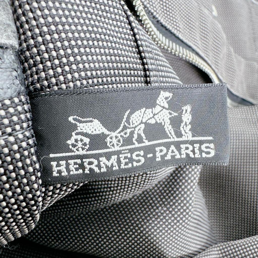 HERMES canvas Her LineMM Tote Bag cotton gray unisex Used