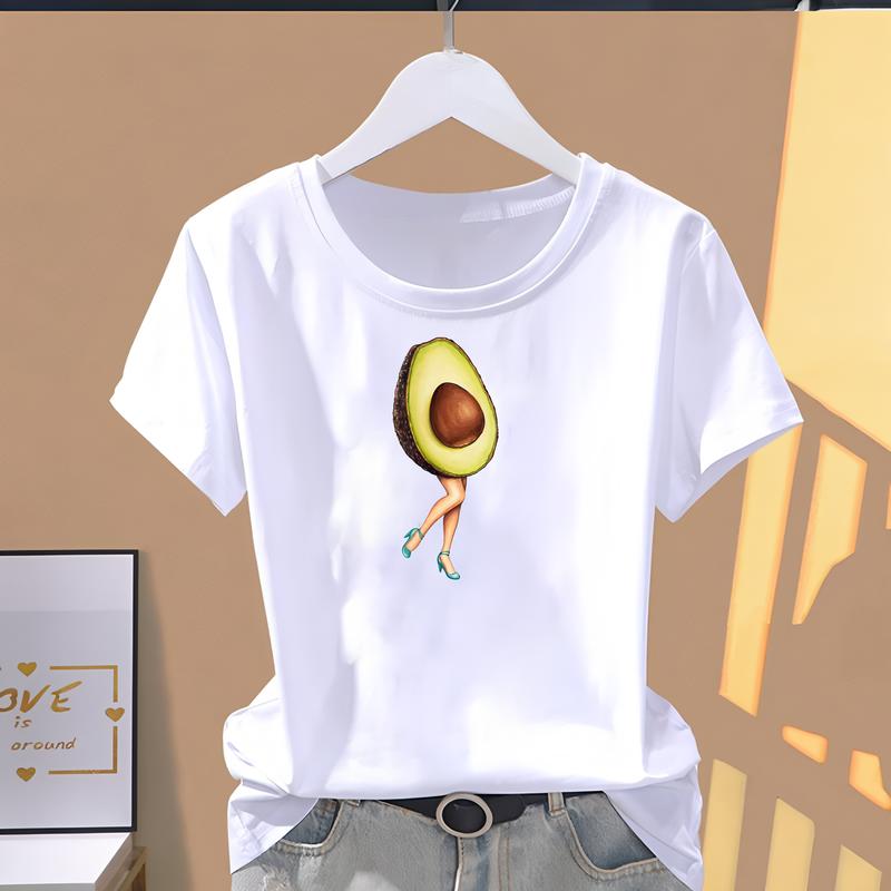 Trendy Summer T-shirt with Fashionable Prints, Cute and Stylish Short-sleeve Top for Women.