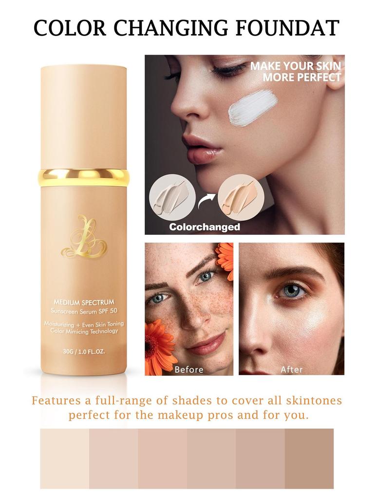 4-in-1 Color-Changing Long-Lasting Concealer & Natural Non-Cakey Foundation