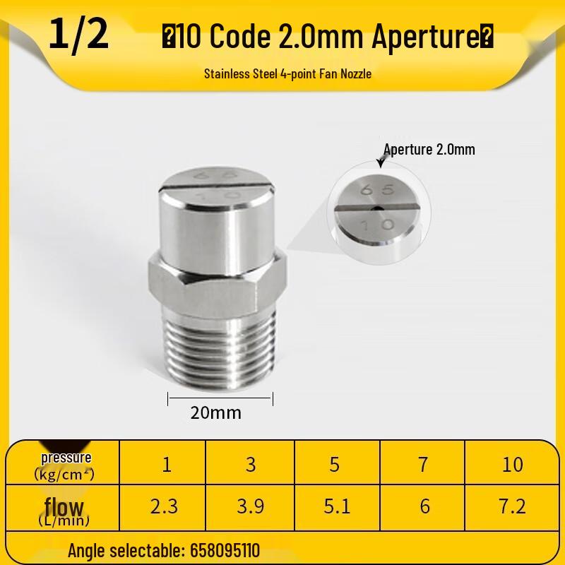 304 Stainless Steel High-Pressure Fan Spray Nozzle