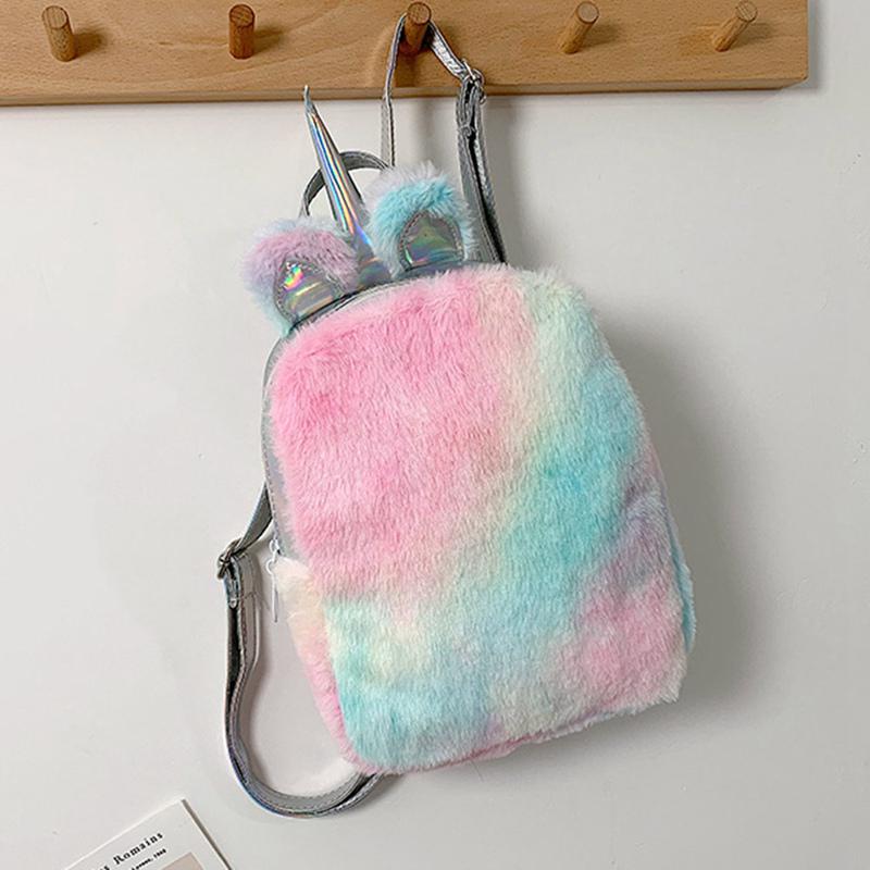 fluffy rainbow backpack