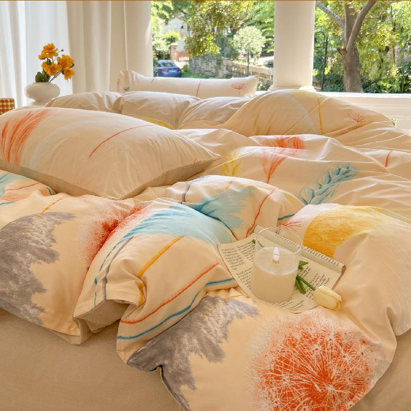 Bed Sheet Quilt Cover Pure Cotton Comfortable Small Fresh Bedding Bed Sheet Quilt Cover Pillowcase