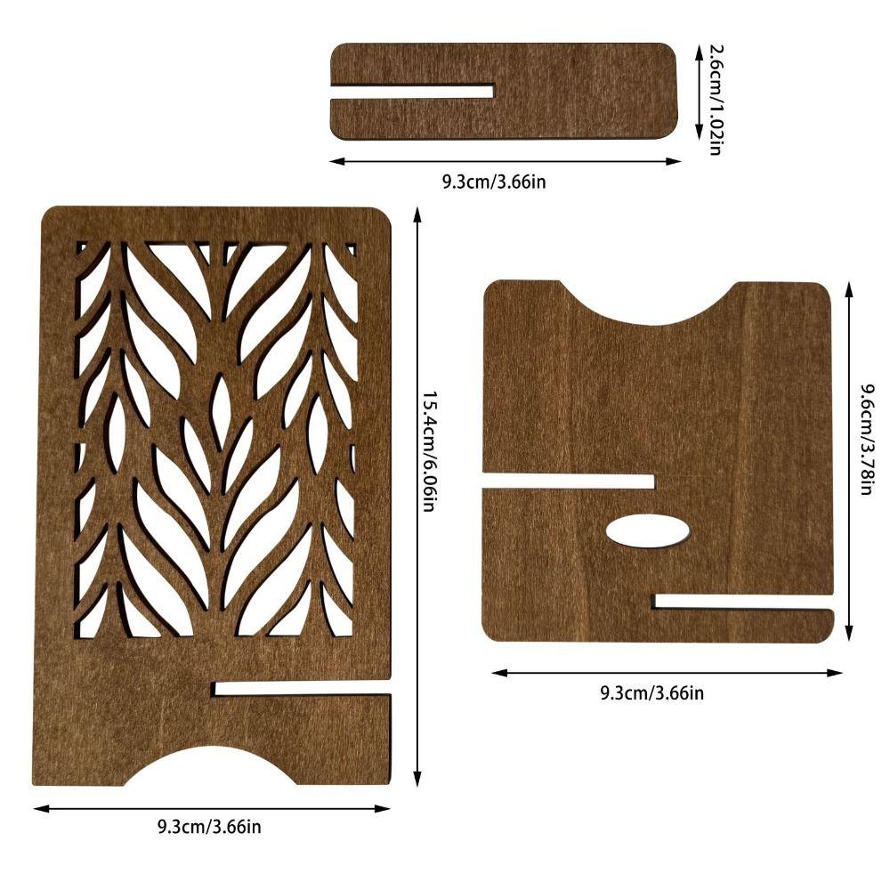 Home Decor Hollow Desktop Phone Holder Leaves Pattern Boxwood Stand Bracket Stable Retro Cellphone Standing Women